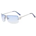 Men Women Gradient Blue Lens Square Metal Sunglasses Fashion Sport Streetwear Eyewear - Silver Frame Gradient Blue Lens