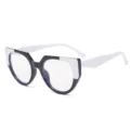 Women's color block large frame blue light blocking glasses trendy cat eye optical eyewear frame - Glossy Black and White