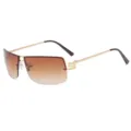 Men Women Fashion Metal Semi-Rimless Gradient Square Sunglasses Stylish UV Protection Eyewear - Gold Frame Gradient Tea Lens
