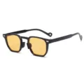 Retro vierkante zonnebril met zwart montuur en gele lenzen, stijlvolle damesbril mode. - Zwart Frame Gele Lenzen