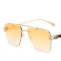Men's rimless fashion sunglasses with gradient yellow lenses and metal frame for driving. - Gold Frame Gradient Orange Lens