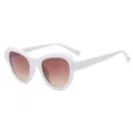 White irregular frame sunglasses for women, trendy cat-eye sun glasses with gradient brown lenses. - White Frame Gradient Tea Lens