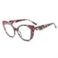 Modieuze TR90 grote montuur blauwlicht filter bril voor vrouwen met kleurrijk kattenoog. - Rood Bloemen Montuur met Rood