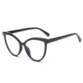 Modieuze TR90 blauwlicht filter kattenoog dames bril groot montuur heldere glazen - Glanzend Zwart