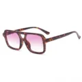 Oversized double bridge sunglasses with chic tortoiseshell frames and gradient pink lenses. - Tortoiseshell Frame Gradient Purple Lenses