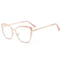 Stijlvolle metalen montuur blauwlicht bril voor vrouwen, chic roze goud kattenoog bril. - Blauw licht blokkerend / Goud-Roze