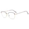 Women fashion blue light blocking glasses metal cat eye frame stylish clear optical eyewear - Gold-Purple