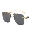 Heren Zonnebril Goud Metalen Montuur Luxe Stijl Donkergrijze Glazen Bescherming UV400 - Gouden Montuur Grijs Lens