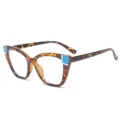 Damen Katzenauge Blaulichtfilter Brille stilvoller TR-Rahmen Schildpatt Optikgestell - Leopardenrahmen