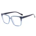 Modieuze vierkante blauwlicht filter bril vrouwen TR groot montuur optisch helder - Transparant Blauw