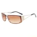 Stijlvolle Y2K Metalen Zonnebril met Verloop Bruine Lenzen Streetwear Mode Unisex - Zilveren Frame Gradiënt Bruine Lenzen