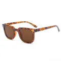Retro schildpadpatroon vierkante zonnebril met bruine lenzen voor dames en heren stijl. - Luipaard Frame / Theekleurige Lenzen
