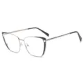 Chique metalen cat-eye blauwlichtfilter bril voor dames, stijlvol optisch montuur mooi. - Zilver-Zwart