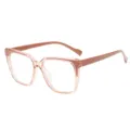 Fashionable square blue light blocking glasses for women with trendy contrast color frame. - Champagne and Coffee
