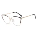Modieuze metalen kattenoog blauwlichtfilter brilmontuur voor dames heldere optische bril. - Goud & Zwart-Bruin