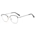 Modieuze metalen twist montuur blauwlicht filter bril voor vrouwen, chique cat-eye stijl. - Zilver-Zwart