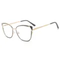 Dames Kattenoog Metaal Blauwlicht Bril Zwart Goud Optisch Montuur Bril Accessoire - Blauw licht blokkerend / Goud-Zwart