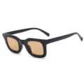 Groffe zwarte zonnebril met bruine lenzen, stijlvol retro cat-eye-ontwerp voor dames. - Zwart Frame Bruine Lenzen
