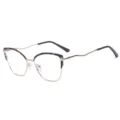 Zwarte gouden metalen cat-eye blauwlichtfilter bril voor dames, stijlvol montuur. - Goud-Zwart
