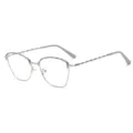 Vrouwen Metaal Gedraaid Blauwlicht Filter Bril Cat-Eye Mode Brilmontuur Optisch Mooi - Zilver-Grijs