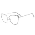Vrouwen metaal frame blauw licht filter bril cat eye mode optische montuur nieuw - Blauw licht blokkerend / Zilver-Grijs