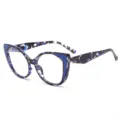 Moderne blauwlichtfilter bril met groot vlinder montuur voor stijlvolle dames dagelijks. - Blauw Bloemen Montuur met Blauw