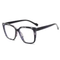 Chique dames blauwlicht filter bril met trendy oversized vierkante montuur variant. - Zwart met Bloemenpatroon