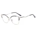 Dames kattenoog blauwlicht filter bril metalen montuur heldere lenzen mode optisch - Goud-Wit Zwart