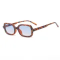 Retro vierkante zonnebril voor heren en dames, stijlvol schildpaddoorslag montuur met blauwe lenzen. - Schildpad Frame Gradiënt Blauwe Lens