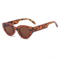 Retro tortoiseshell cat eye sunglasses with red trim trendy vintage chunky frame eyewear for women - Leopard Frame Brown Lens (Red Line)