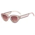 Fashion cat eye sunglasses with translucent frames and gradient lenses for stylish street wear. - Champagne Brown Lens (Brown Line)