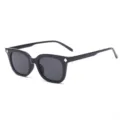 Klassieke zwarte vierkante zonnebril voor heren en dames retro mode UV bescherming hoofdaanzicht - Zwart Frame Grijze Lenzen
