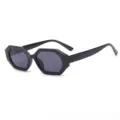 Lunettes de soleil polyédriques rétro pour femmes hommes, petites lunettes noires chics. - Monture Noire Verres Gris