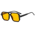 Cyberpunk vierkante zonnebril dames heren UV bescherming stijlvolle mode bril new - Glanzend Zwart Frame Oranje Lenzen