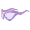 Future Y2K purple sunglasses with exaggerated wavy frame for women and fashion runway look. - Purple Frame Light Purple Lenses