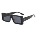 Unisex futuristische flat-top zonnebril met groot zwart montuur voor stijlvolle dames en heren - Zwart Frame Grijze Lenzen