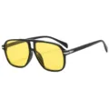 Fashion double bridge sunglasses men vintage yellow lens aviator sun glasses black frame eyewear - Black Frame Yellow Lens