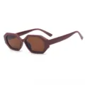 Lunettes de soleil octogonales rétro pour femmes et hommes, monture rouge foncée verres marron. - Monture Brun-Rouge Verre Thé