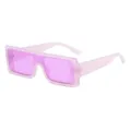Futuristische flat top zonnebril met doorzichtig paars montuur en glazen voor trendy unisex mode. - Paars Frame / Paarse Lenzen