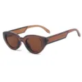 Brown Cat-Eye Sunglasses with Blue Trim, Retro Oval Fashion Eyewear for Women and Men. - Transparent Dark Brown Lens (Blue Line)