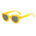 Trendy yellow thick-frame square sunglasses for women and men, stylish fashion eyewear. - Yellow Frame Grey Lens