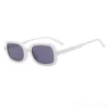 White square frame sunglasses for men and women, vintage trendy small frame sun glasses. - White Frame Gray Lens