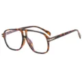 Fashion oversized double bridge tortoise shell optical glasses frame for men and women daily wear. - Leopard Pattern