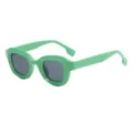 Green chunky frame small square sunglasses for women and men, stylish candy color eyewear. - Green Frame Gray Lens