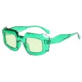 Irregular jelly square fashion sunglasses, trendy punk style green eyewear for men and women. - Green Frame Yellow Lens