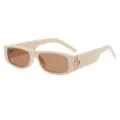 Trendy retro kleine vierkante zonnebril voor dames en heren, chique beige UV-beschermingsbril. - Beige Frame Thee Lens