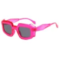Chunky pink geometric sunglasses for women men trendy punk style jelly square sunglasses UV400 - Purple Frame Grey Lens