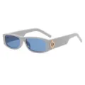 Chique smalle rechthoekige zonnebril voor dames en heren, trendy vintage metalen montuurbril. - Blauw Frame Thee Glazen