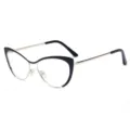 Stijlvolle kattenoog metalen blauwlichtfilter bril voor vrouwen, minimalistisch optisch montuur. - Goud en Zwart Montuur