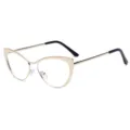 Fashion metal cat-eye blue light blocking glasses for women, stylish gold frame clear lenses. - Gold Frame